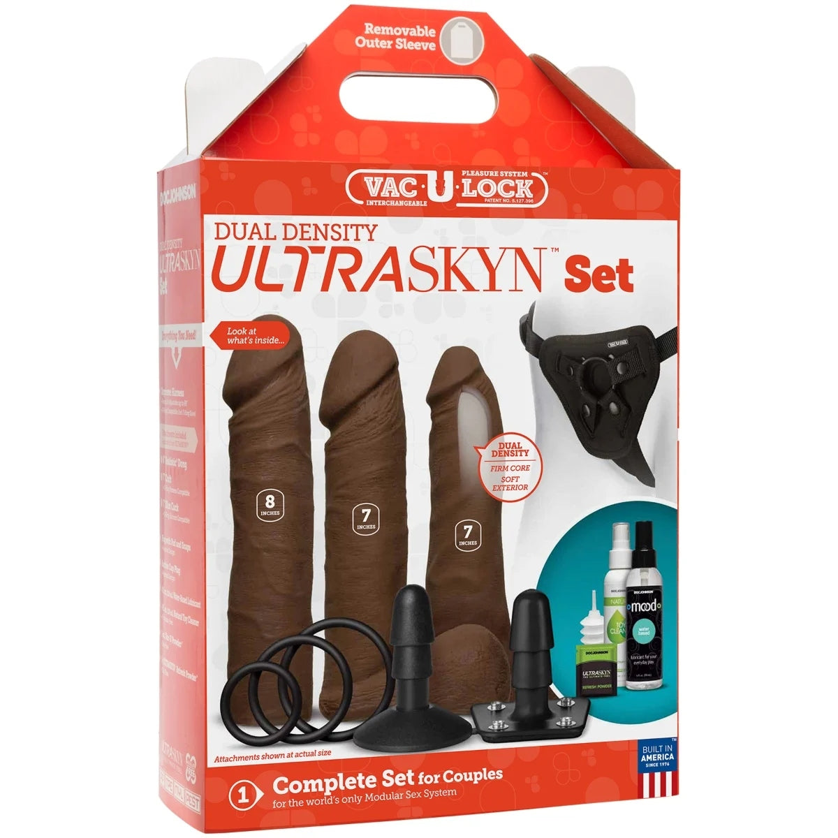 Vac-U-Lock Dual Density Ultraskyn Strap-On Set Brown