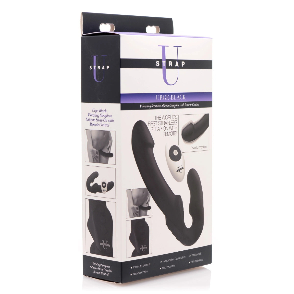 Strap U Urge Remote Control Vibrating Silicone Strapless Strap-On Black