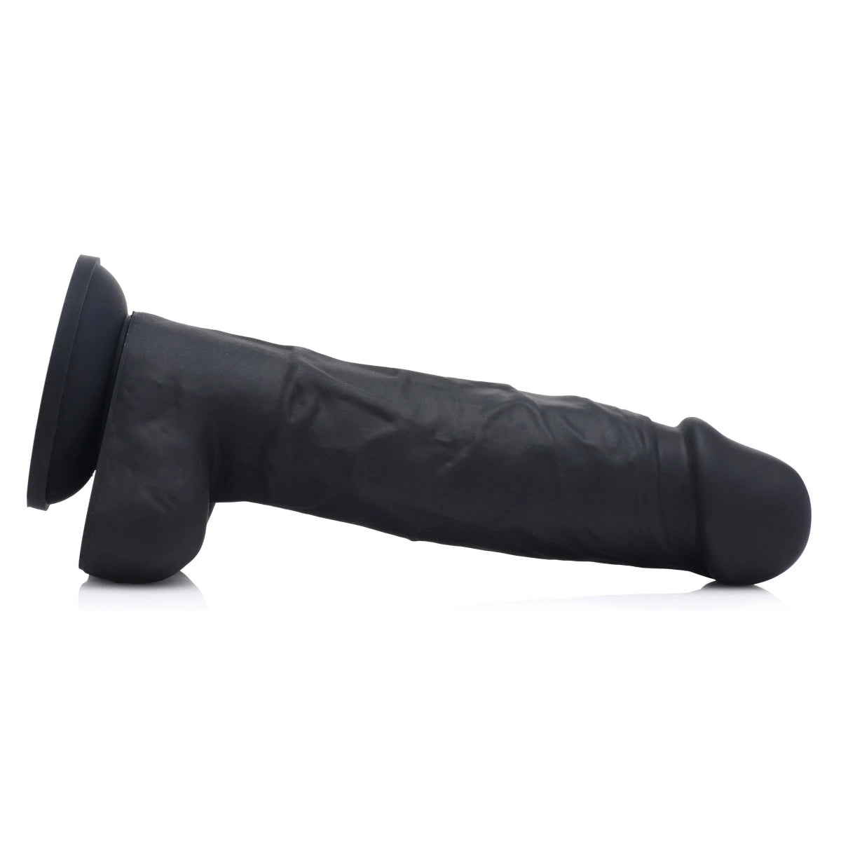 Strap U Power Pecker Silicone Dildo With Balls Black 7 Inch