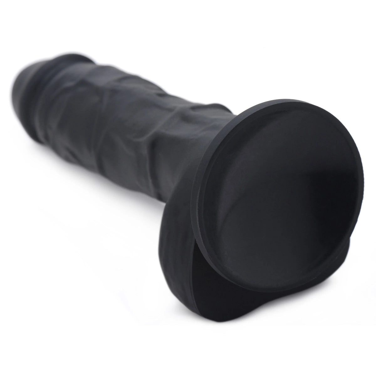 Strap U Power Pecker Silicone Dildo With Balls Black 7 Inch