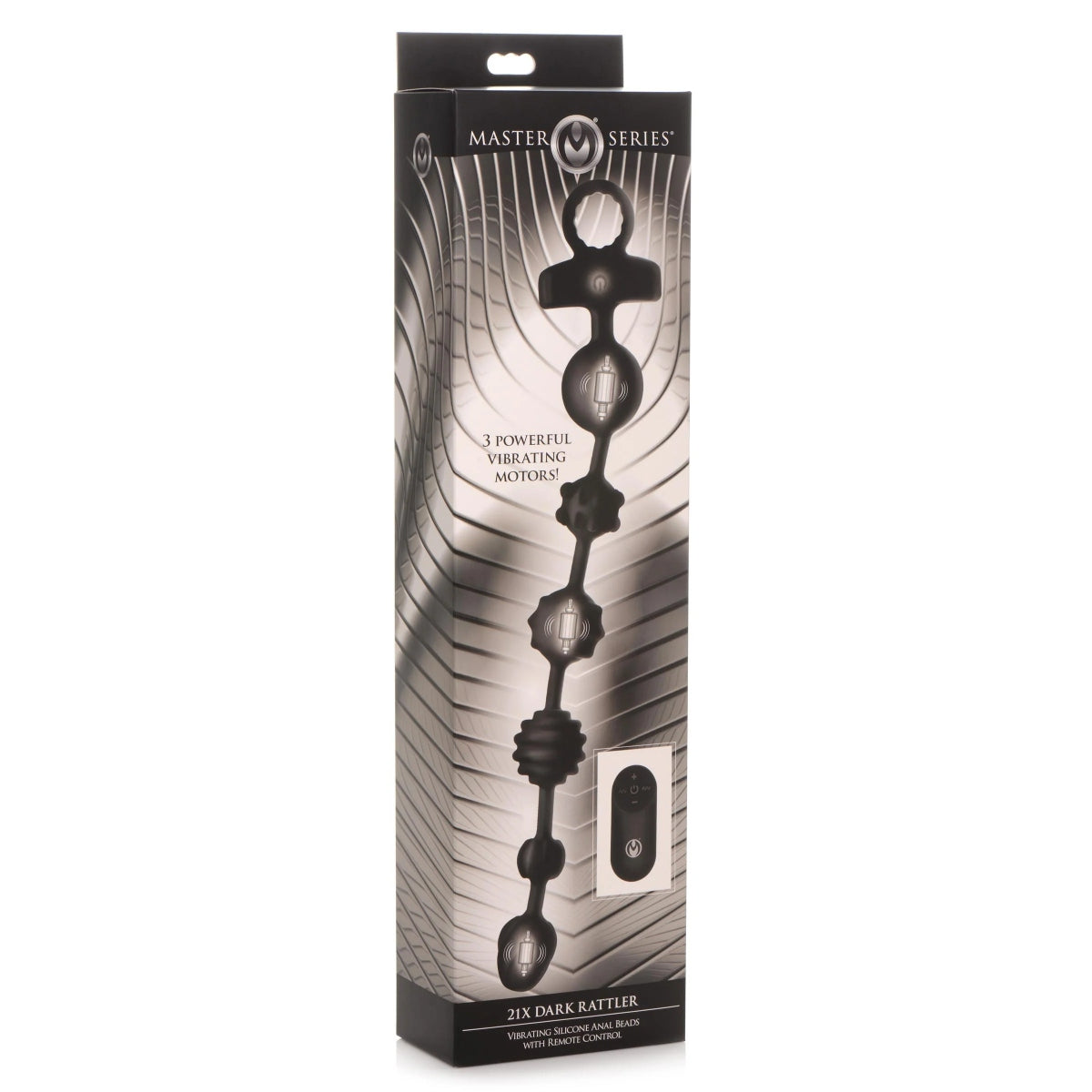 Master Series 10X Dark Rattler Vibrating Silicone Anal Beads With Remote Black