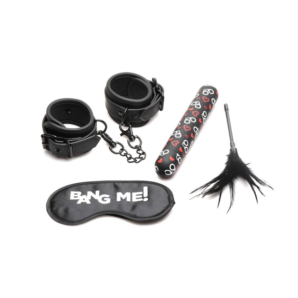 Bang Bondage Kit With Xl Bullet Cuffs Tickler And Blindfold Black Simply Pleasure 9990