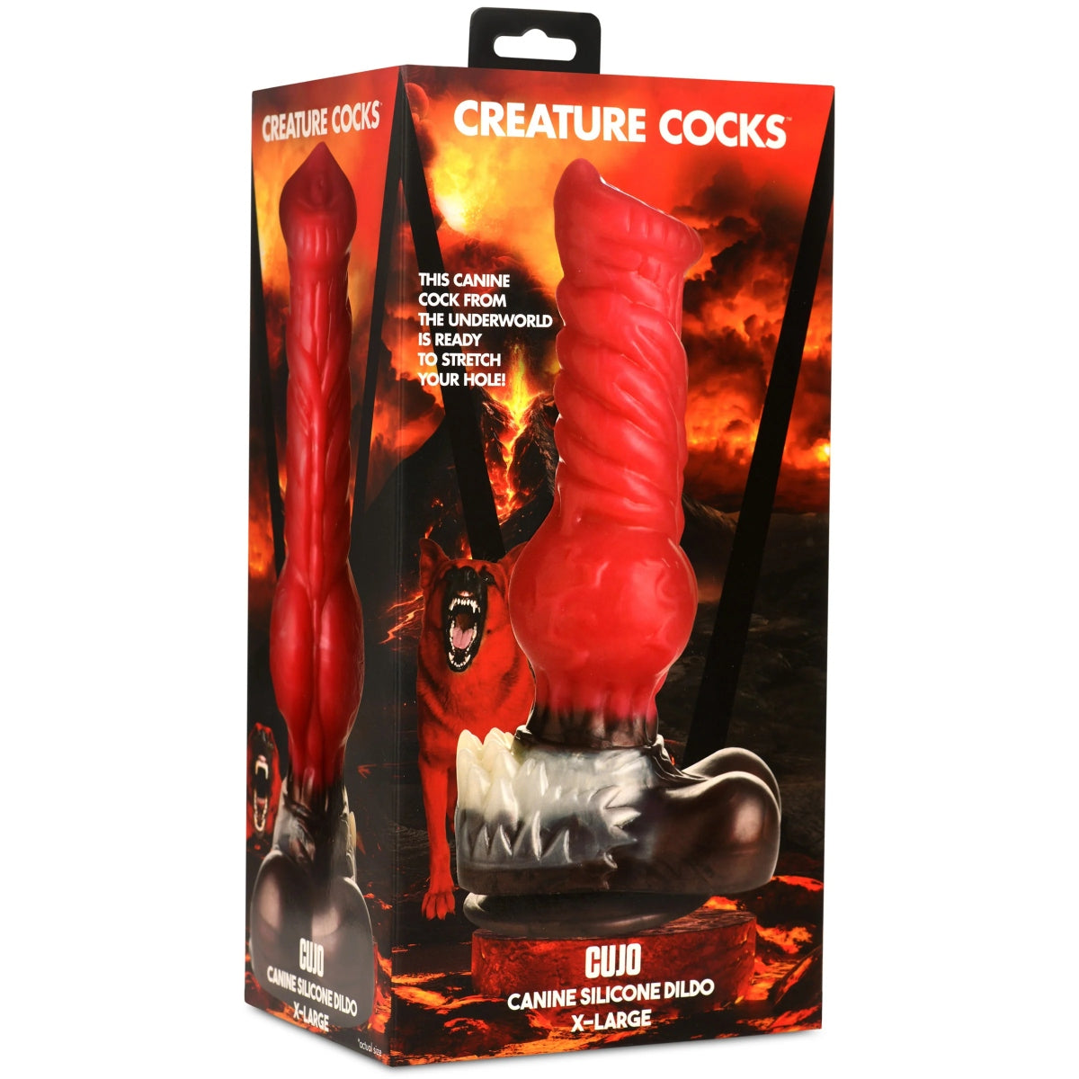 Creature Cocks Cujo Canine Silicone Dildo XL Red Brown