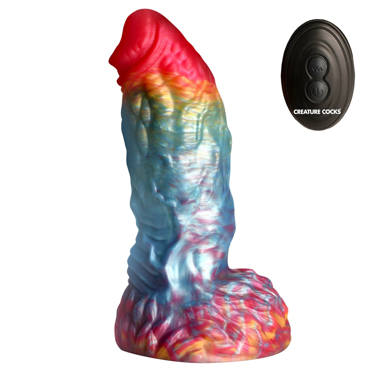 Creature Cocks Rainbow Phoenix Vibrating Silicone Dildo Rainbow