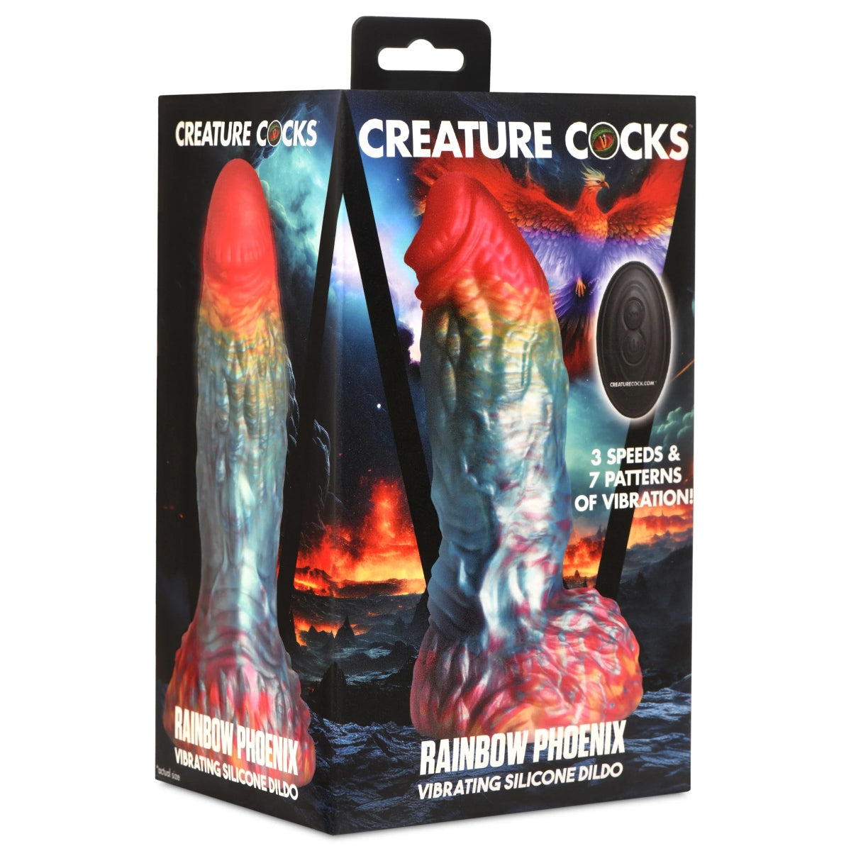 Creature Cocks Rainbow Phoenix Vibrating Silicone Dildo Rainbow