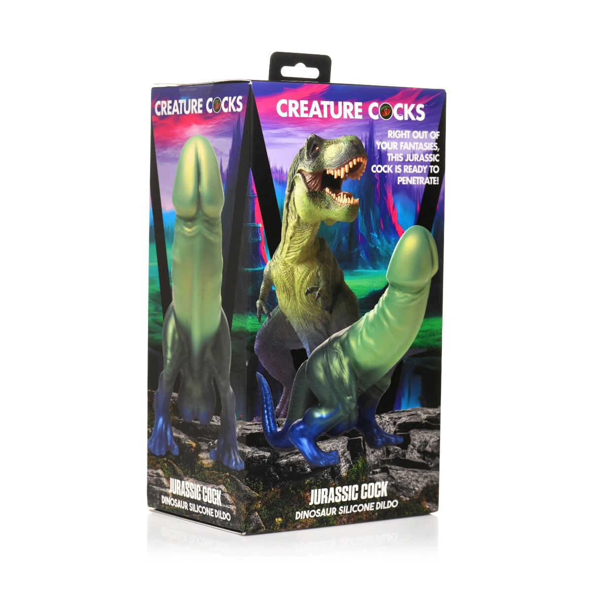 Creature Cocks Jurassic Cock Dinosaur Silicone Dildo Green Blue