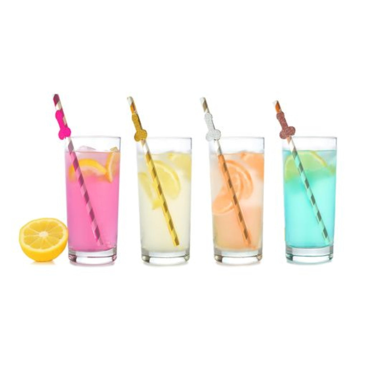 Little Genie Glitterati Tall Penis Party Straws 8 Pack