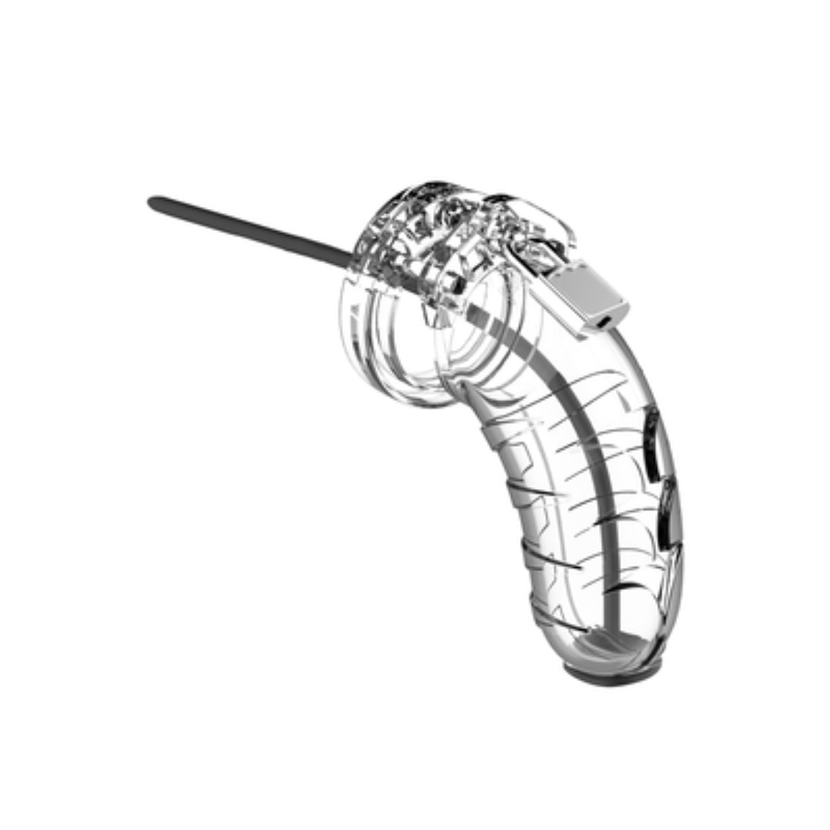 Man Cage Chastity Cock Cage With Urethral Sound Model 16 Clear 4.5 Inch / 11.5cm