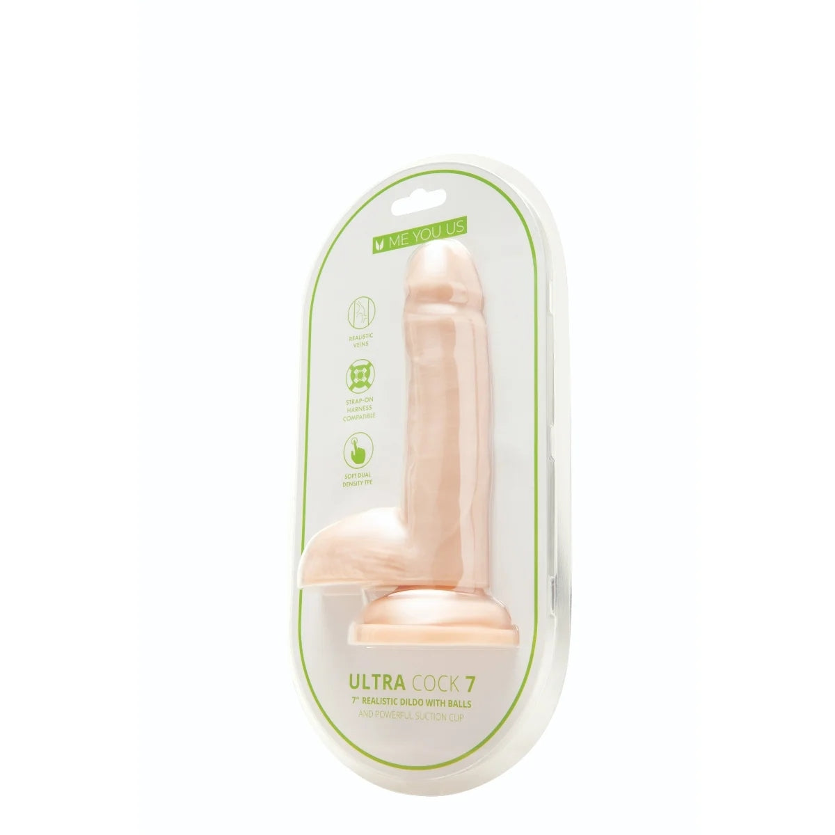 Me You Us Ultra Cock Dual Density Dildo With Balls Pink 7 Inch