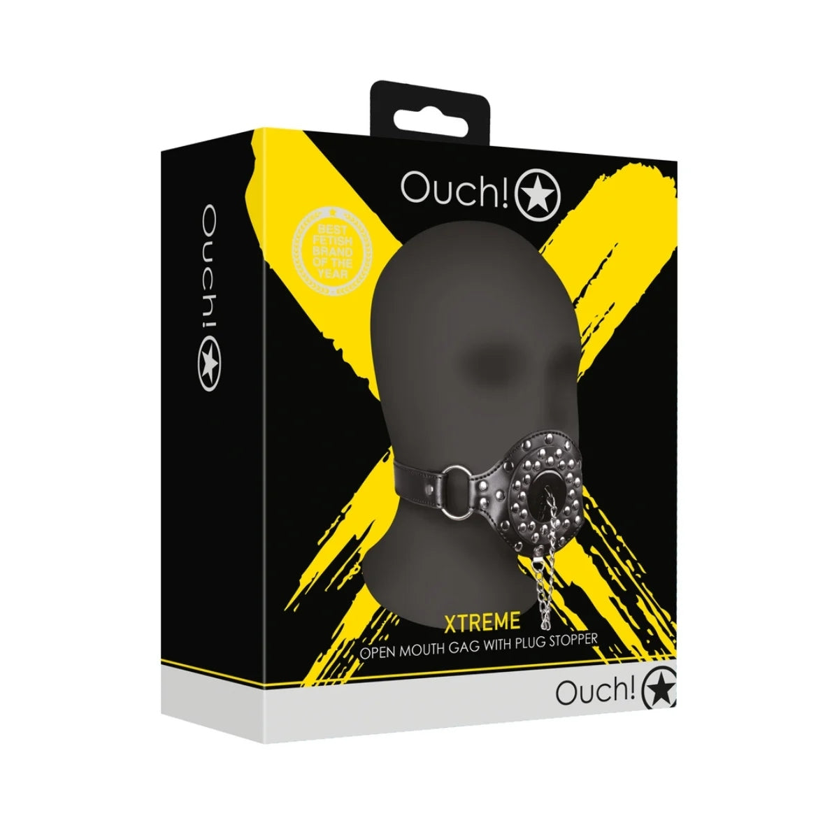 Ouch Xtreme Open Mouth Gag With Plug Stopper Black