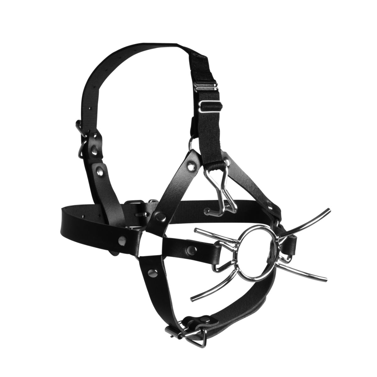 Ouch Xtreme Head Harness With Spider Gag & Nose Hooks Black