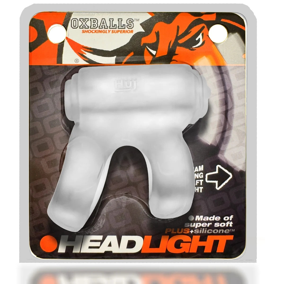 Oxballs Headlight Shaft Holster Cock Ring With LED Clear Ice