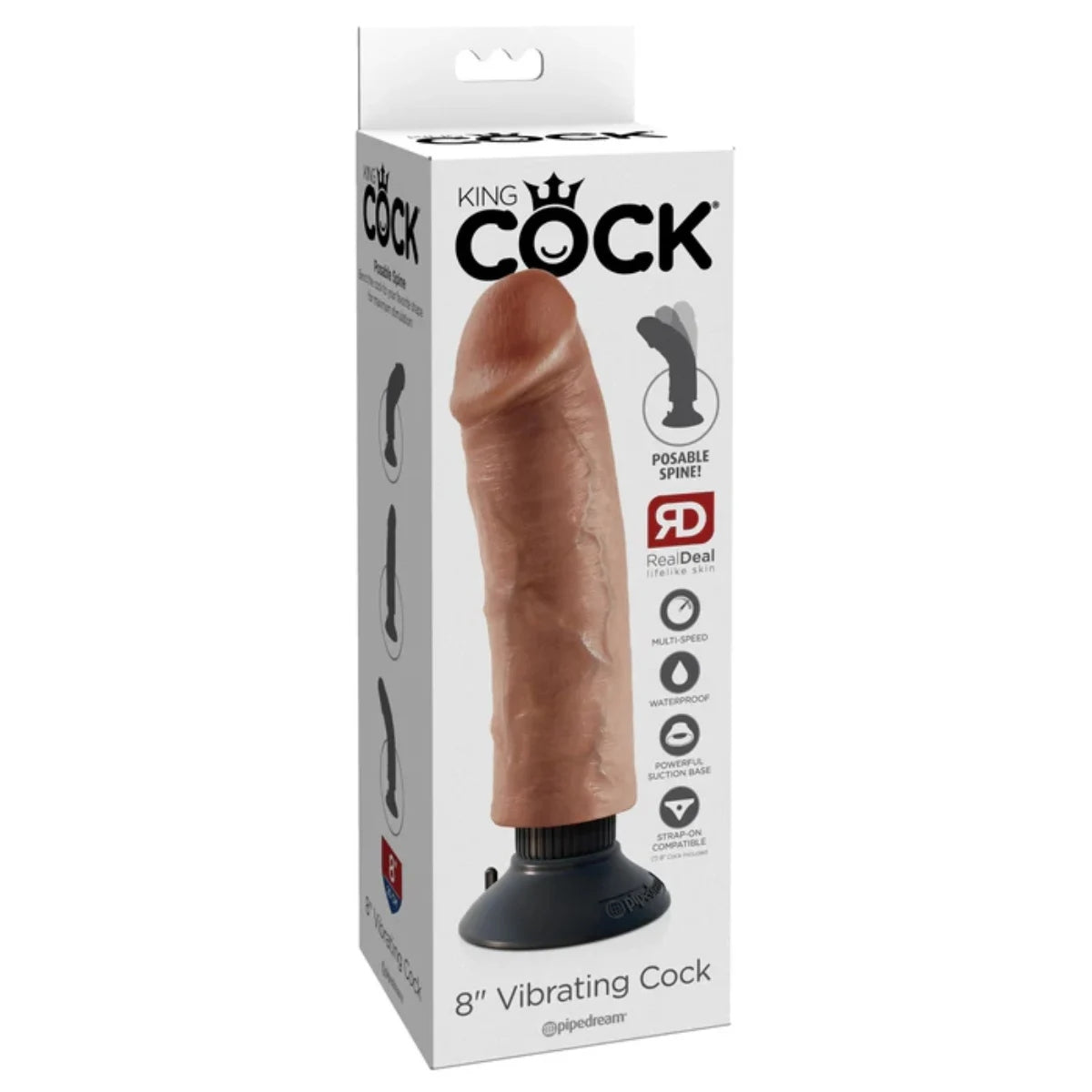 King Cock Vibrating Cock Dildo Tan 8 Inch