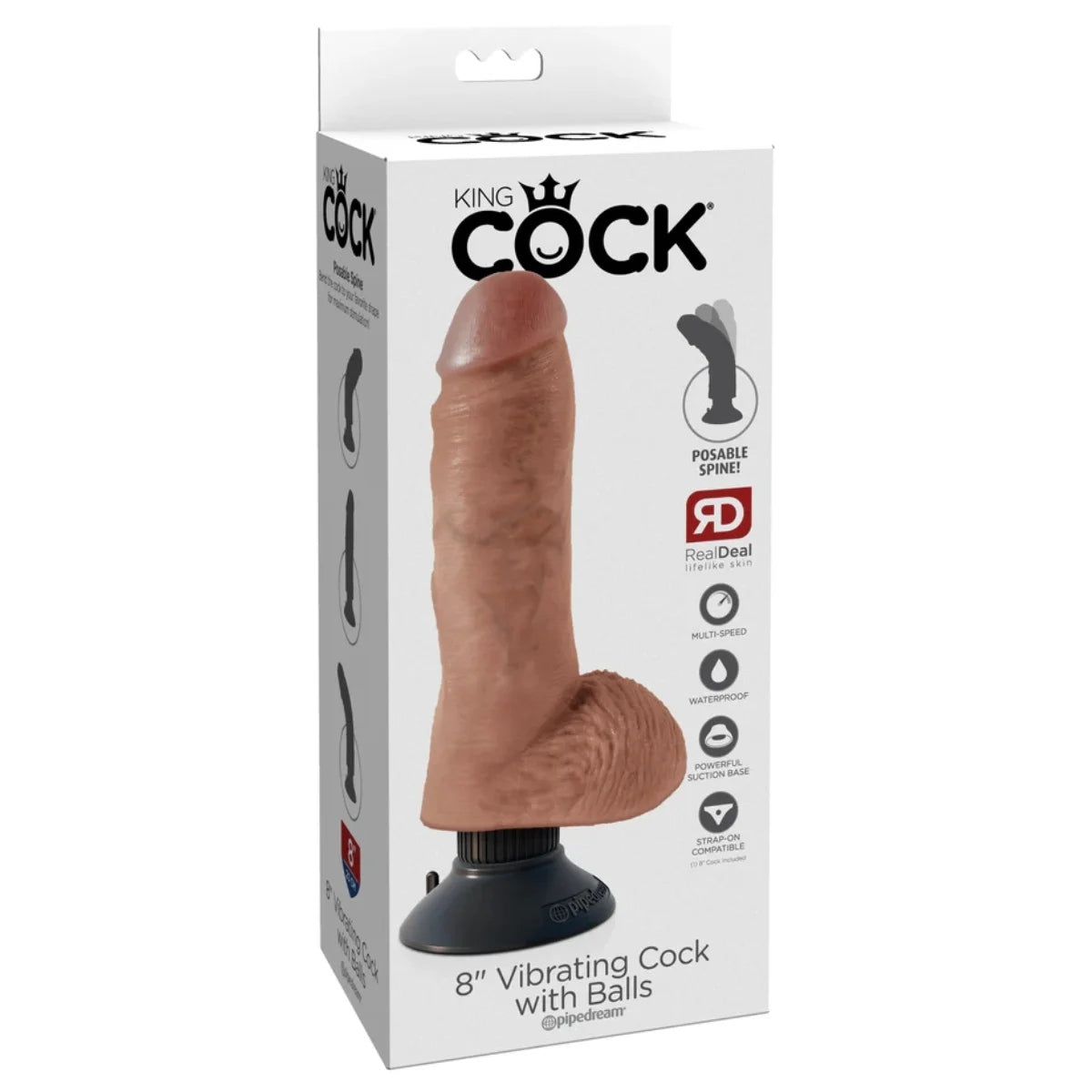 King Cock Vibrating Cock Dildo With Balls Tan 8 Inch