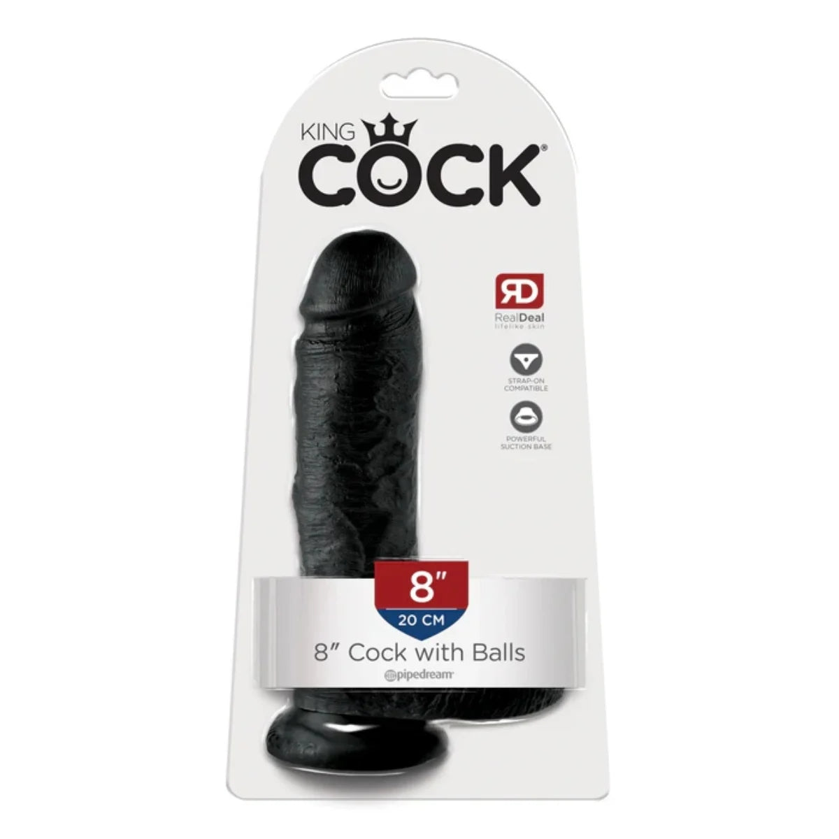 King Cock Dildo With Balls Black 8 Inch