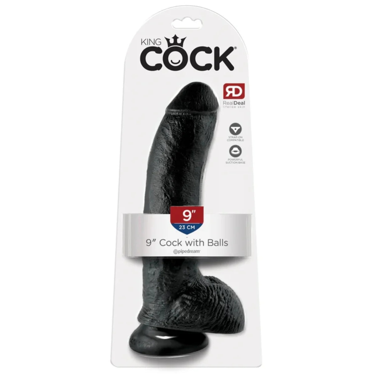 King Cock Dildo With Balls Black 9 Inch