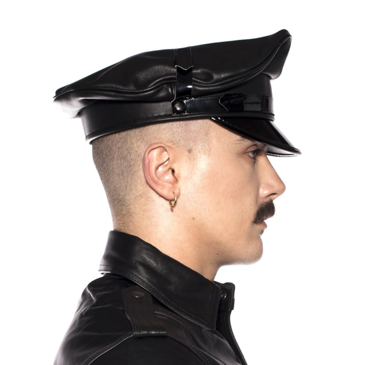 Prowler RED Leather Military Cap Black