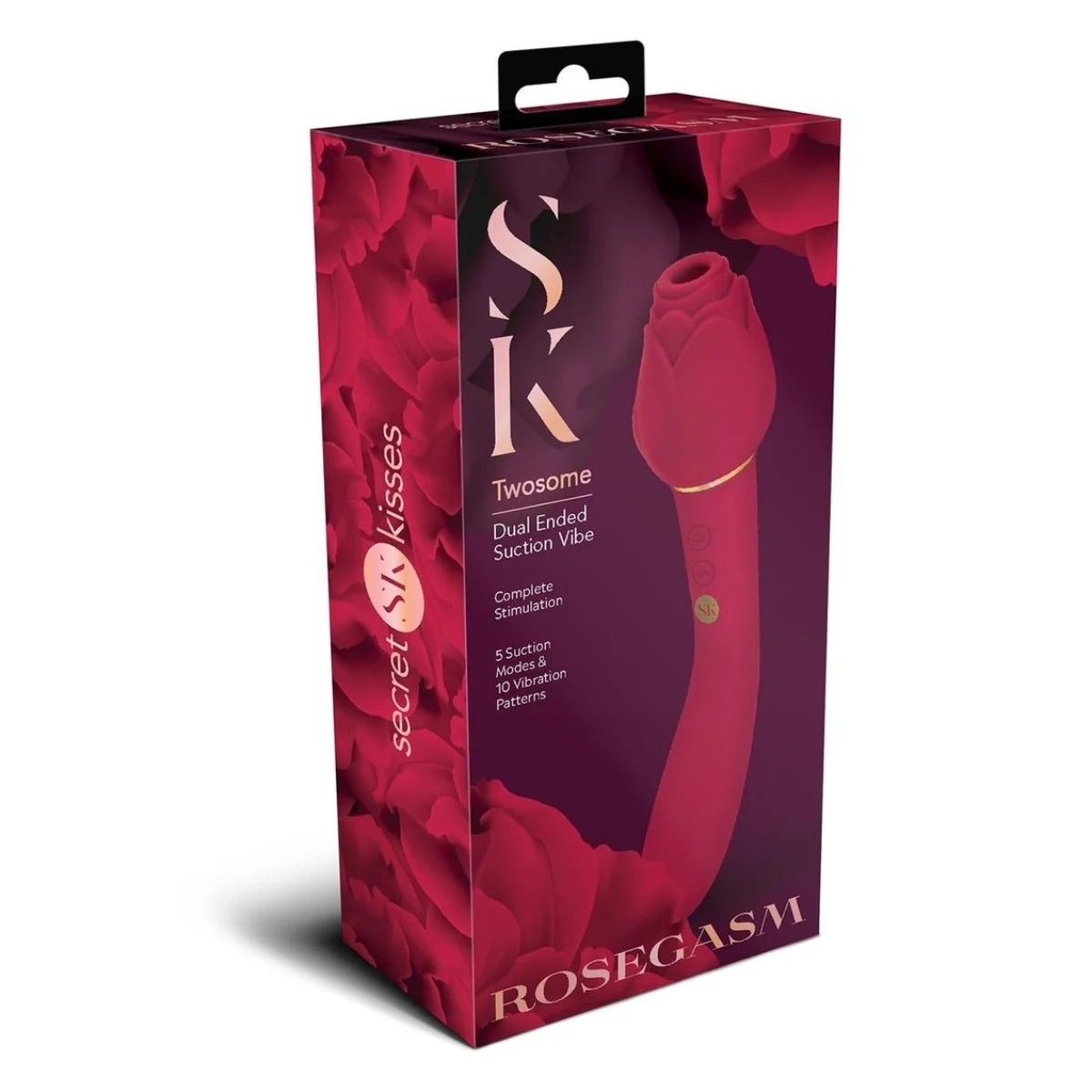 Secret Kisses Rosegasm Twosome Dual Ended Suction Vibrator Pink