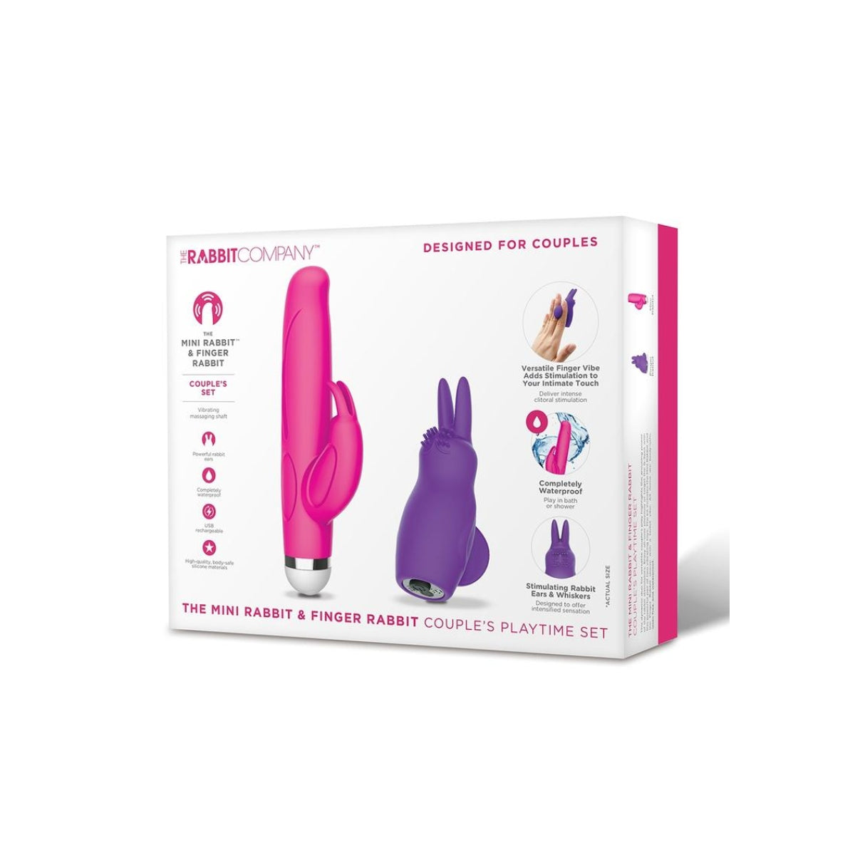 The Rabbit Company The Mini Rabbit & Finger Rabbit Couple's Playtime Set Pink Purple