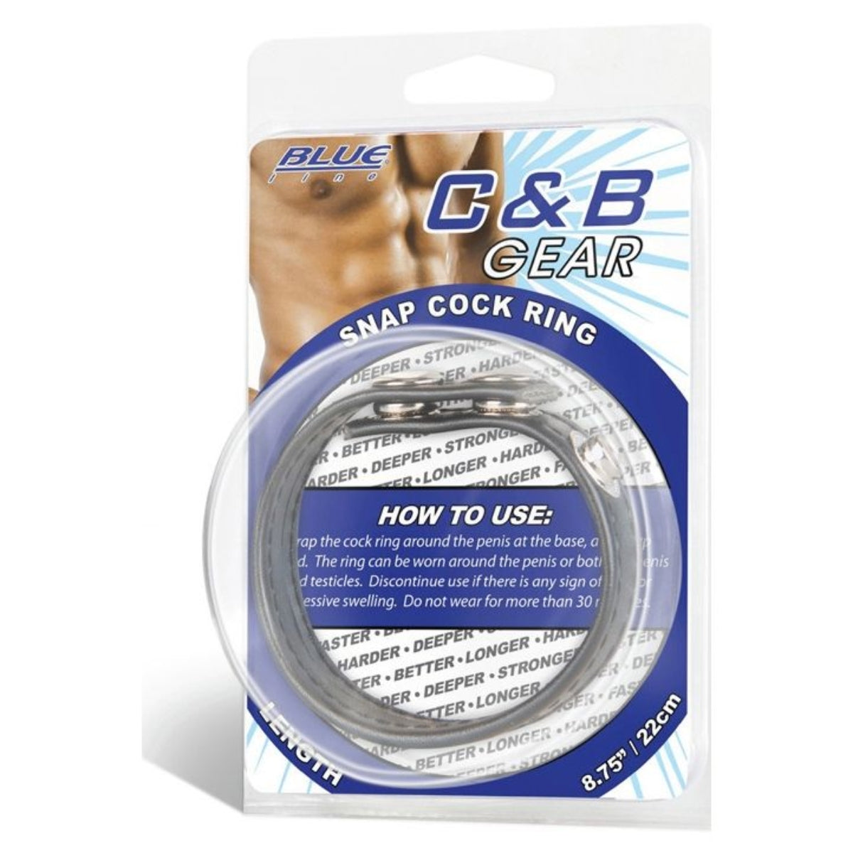 Blue Line Snap Cock Ring Black 8.75 Inch - Simply Pleasure