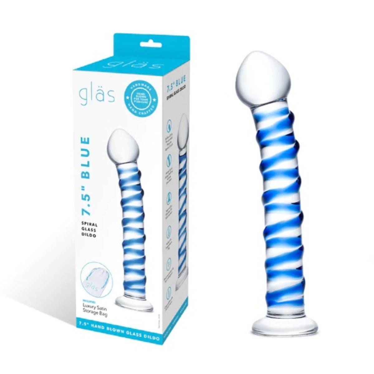 Glas Spiral Dildo Blue 7.5 Inch - Simply Pleasure